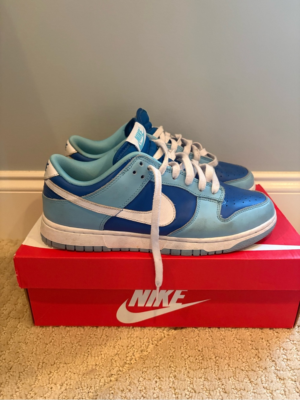 Nike Dunk Low - Light Blue & Royal Blue with White Swoosh
